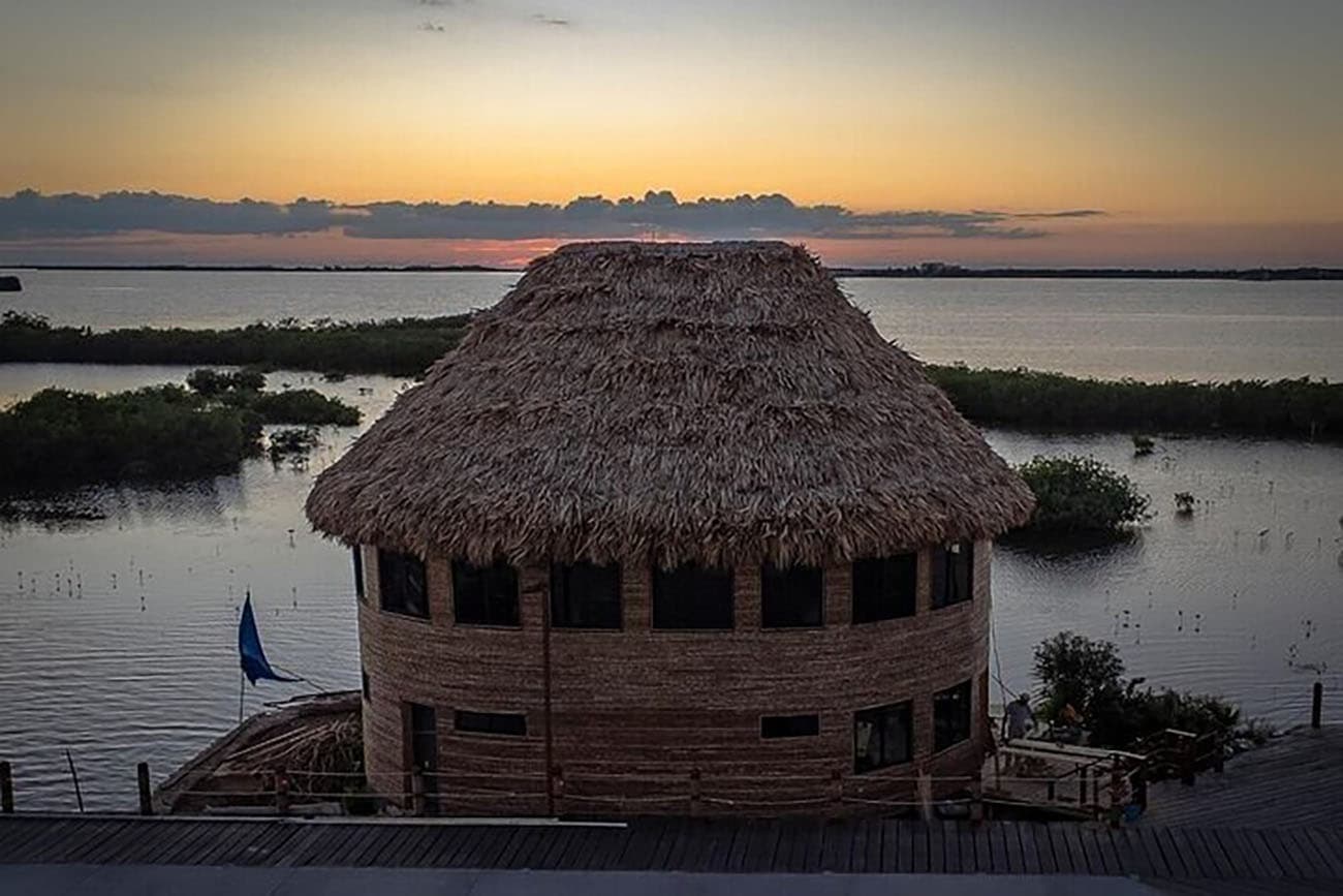 Sunset on the dock at Lina Point, Ambergris Caye